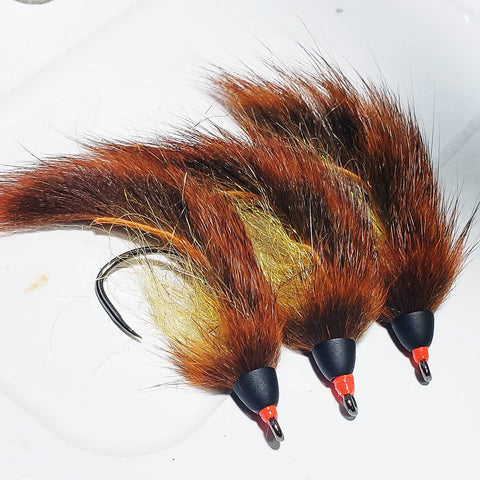 Brown Booby Head Deer Hair Sedge Hopper Brown Hackle fishing flies